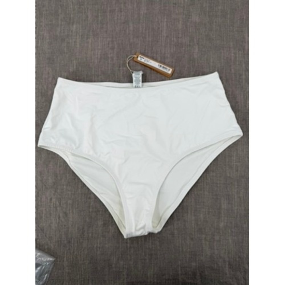 SKIMS Recycled Swim Full Brief High Waisted Bikini Bottom Snow White Size M NWT
